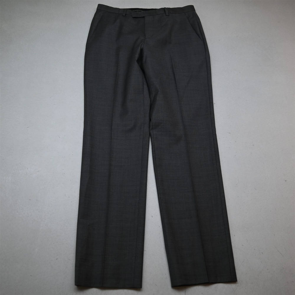 Hugo Boss 30x32 Gray Sharkskin 100% Wool Sharp1 US Slim Dress Mens Pants